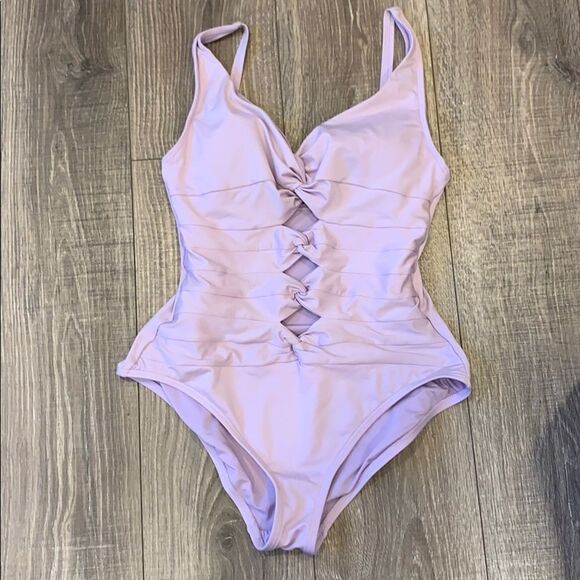 Carmen Marc Valvo Purple Knotted Bathing Suit - Picture 2 of 4